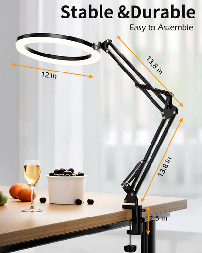 Overhead Ring Light for Desk with Phone Mount