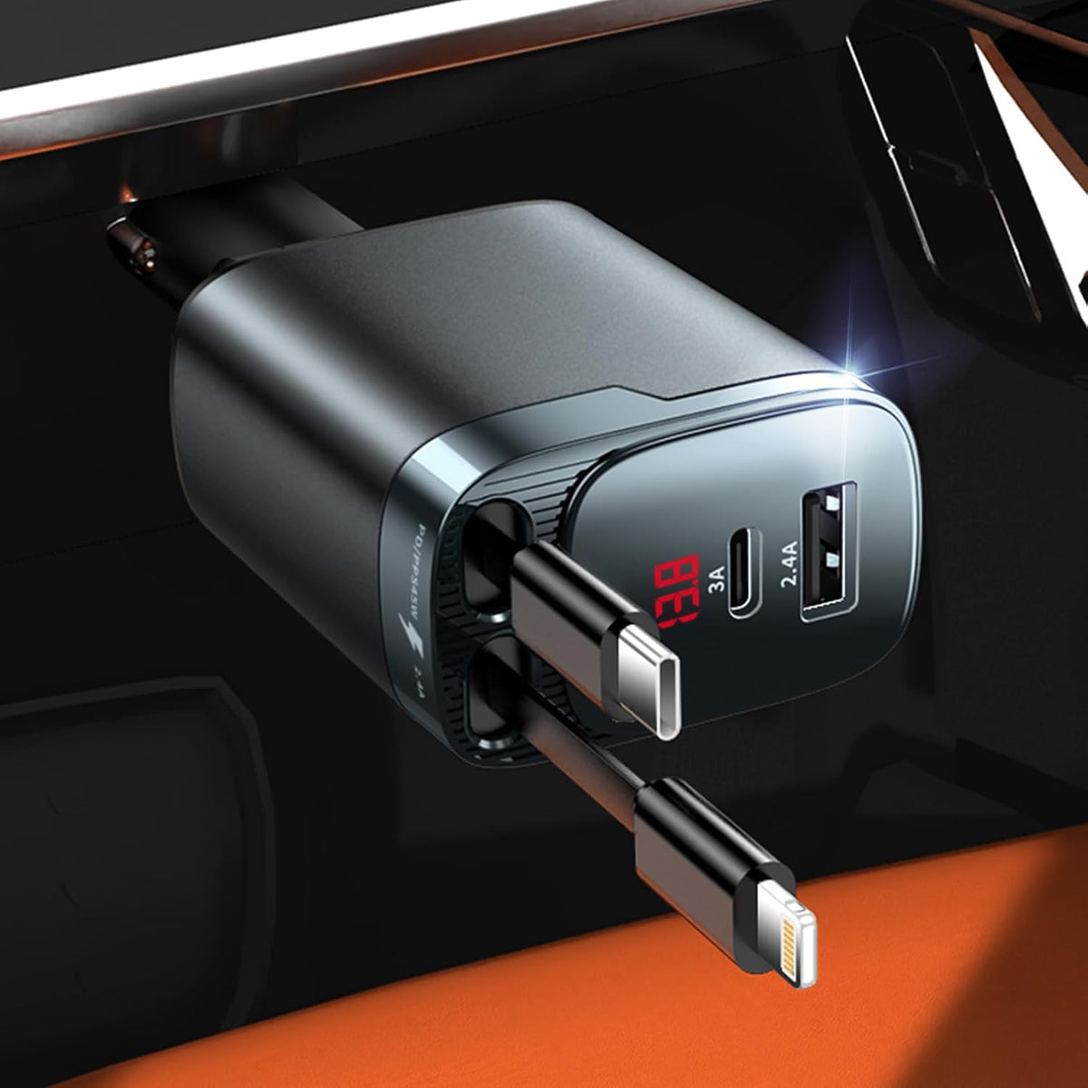 4-in-1  84W Retractable Car Charger