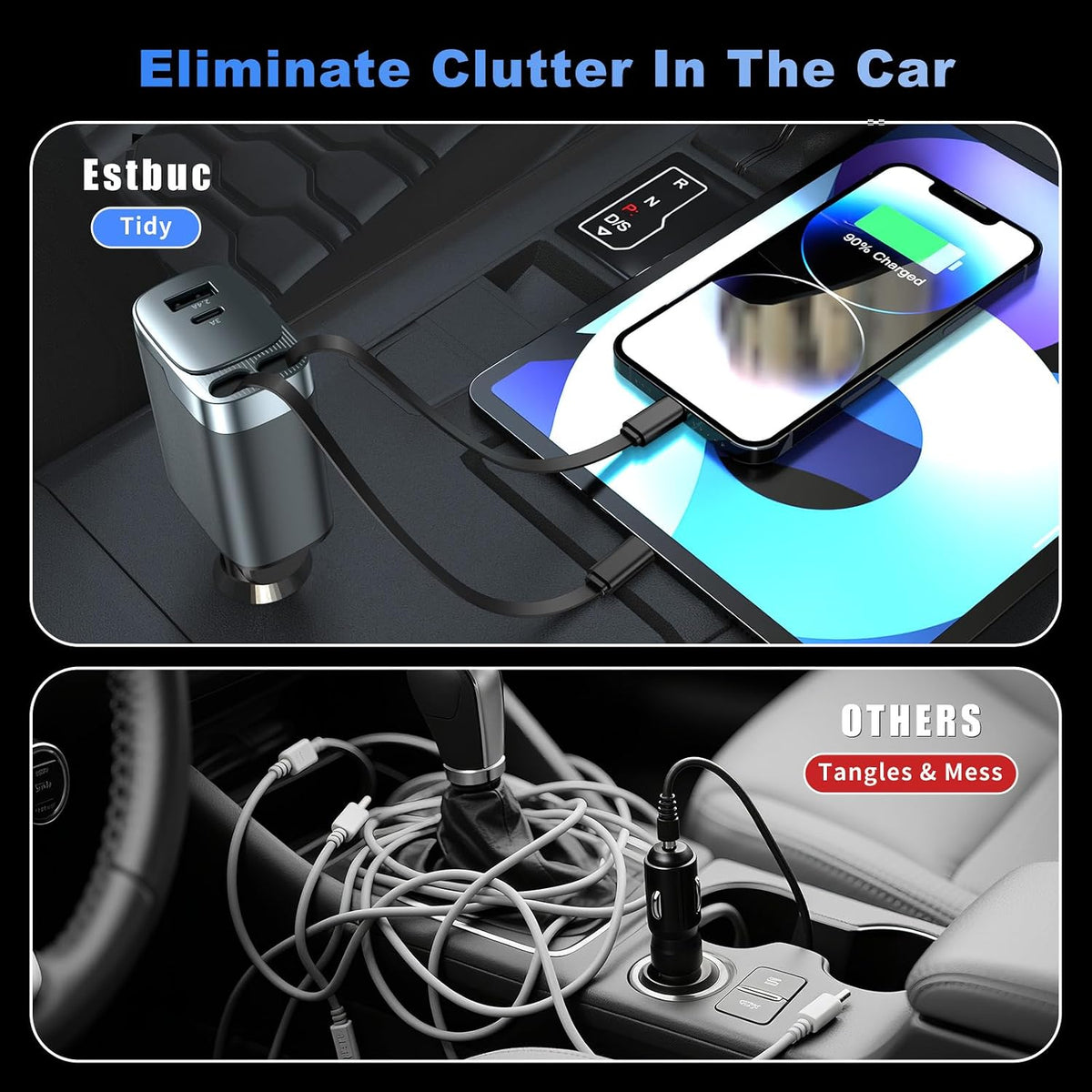 4-in-1  84W Retractable Car Charger