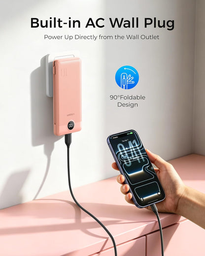 Power Bank Built in Cables and Wall Plug