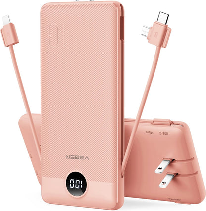 Power Bank Built in Cables and Wall Plug