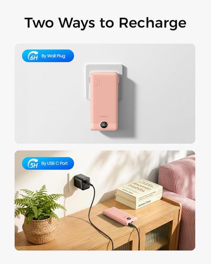 Power Bank Built in Cables and Wall Plug