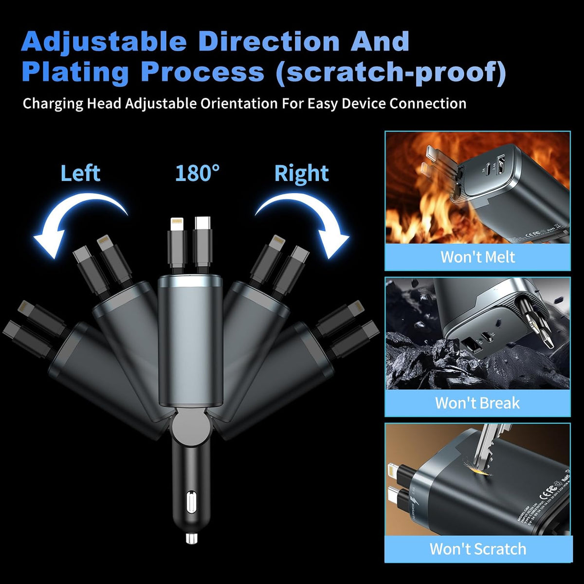 4-in-1  84W Retractable Car Charger