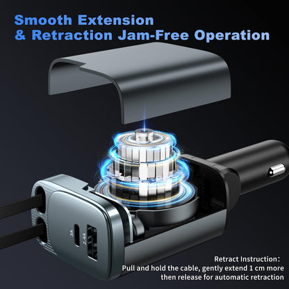 4-in-1  84W Retractable Car Charger
