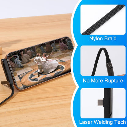 240W 2-in-1 Fast Charging Cable with Phone Stand