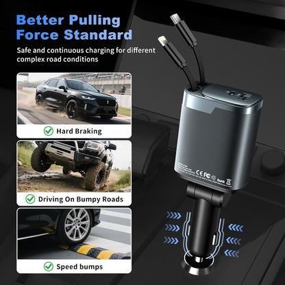 4-in-1  84W Retractable Car Charger