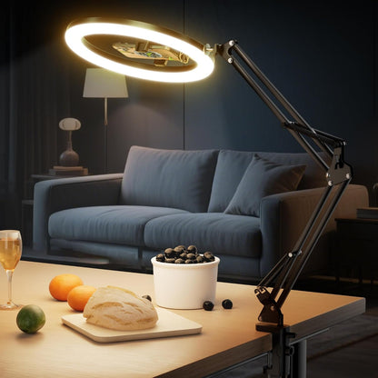 Overhead Ring Light for Desk with Phone Mount