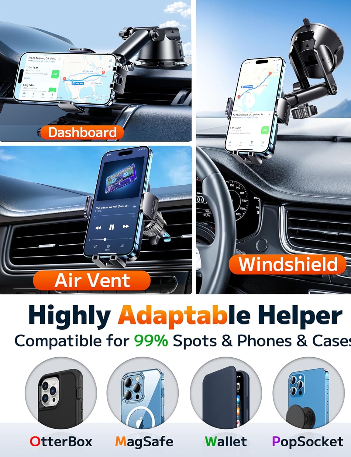Qifutan Dash Mounted Holders Phone