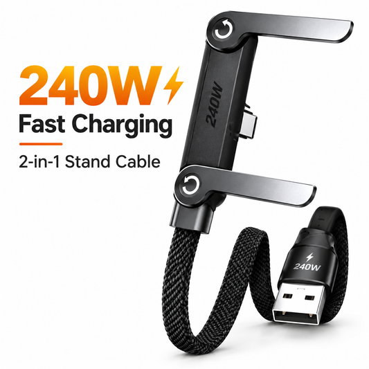 240W 2-in-1 Fast Charging Cable with Phone Stand
