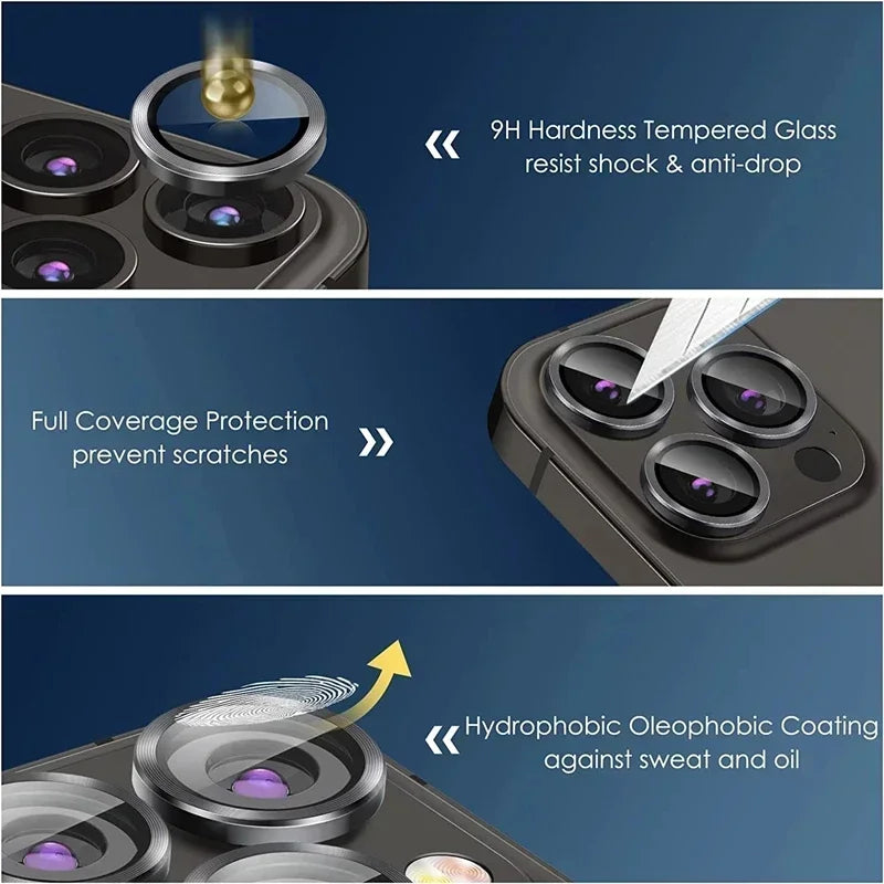 Metal Camera Lens Protector Glass for iPhone