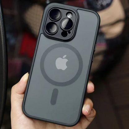 Magnetic Matte Translucent Phone Case with Lens Protector for iPhone