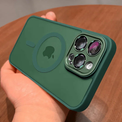 Magnetic Matte Translucent Phone Case with Lens Protector for iPhone