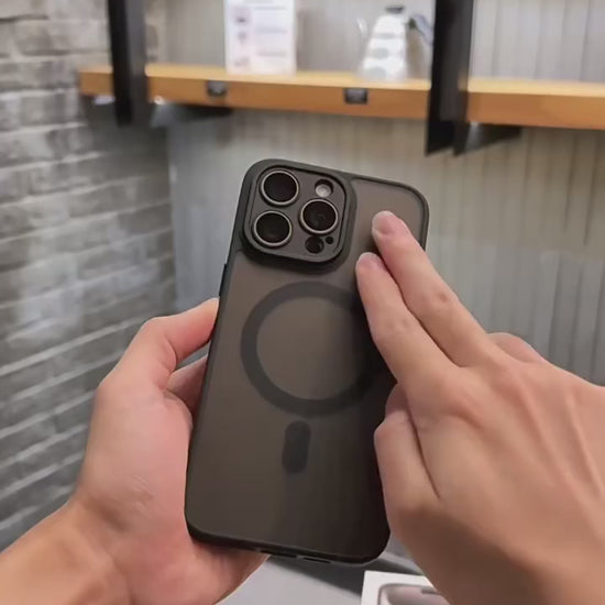 Magnetic Matte Translucent Phone Case with Lens Protector for iPhone