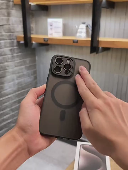 Magnetic Matte Translucent Phone Case with Lens Protector for iPhone